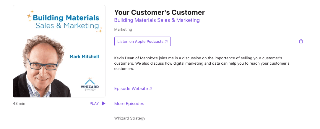 Your Customer's Customer Episode on Building Materials Sales and Marketing